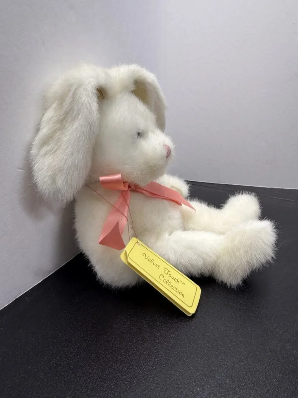 Vintage Jerry Elsner Velvet Touch White Bunny Rabbit Stuffed Hippity Hoppity